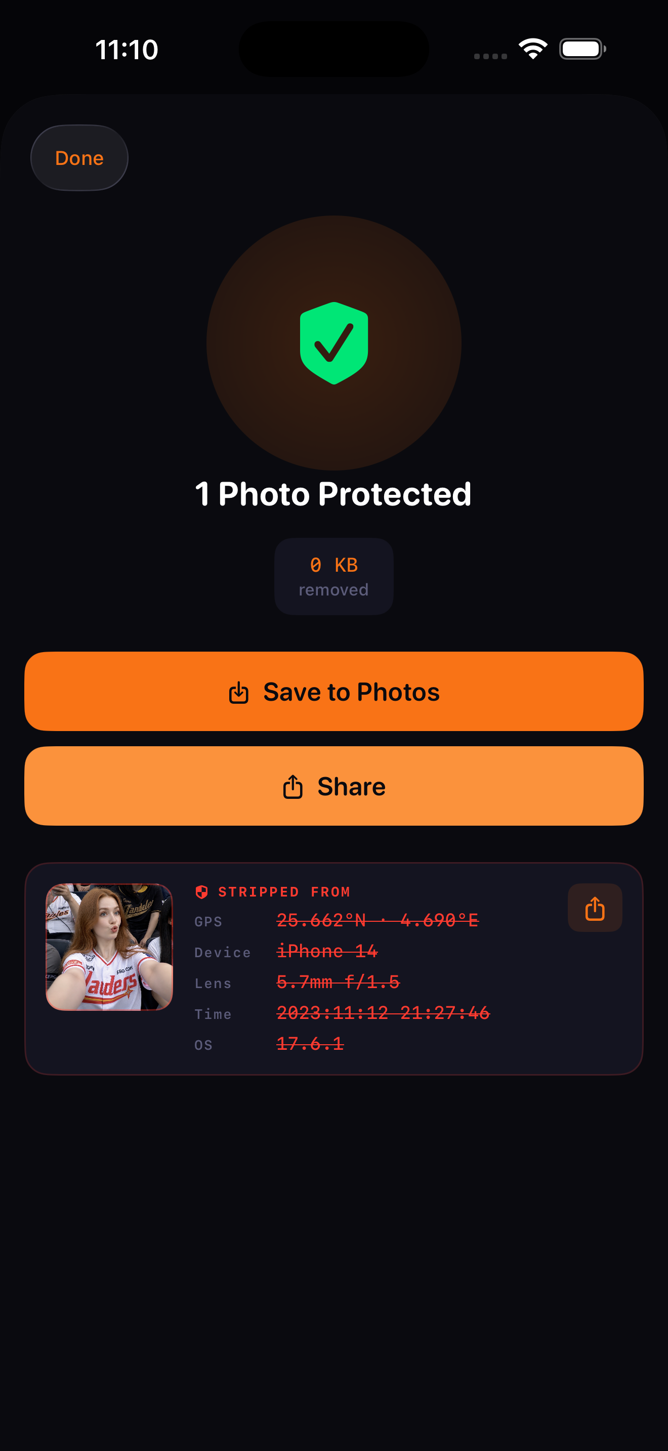 Skrim Strip Mode result — every hidden tag removed